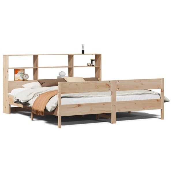 seng med reol uden madras 200x200 cm massivt fyrretræ
