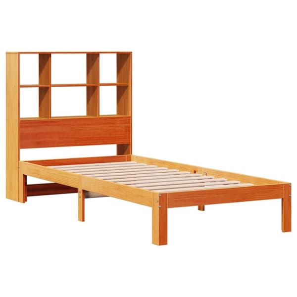seng med reol uden madras 90x200 cm massivt fyrretræ gyldenbrun