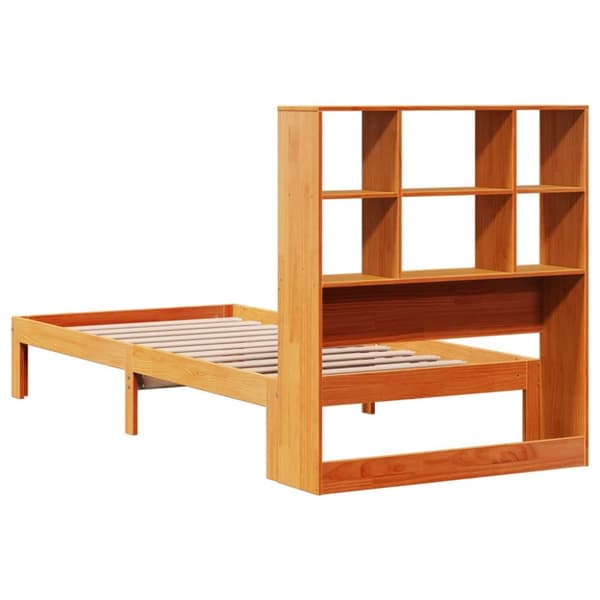 seng med reol uden madras 90x200 cm massivt fyrretræ gyldenbrun