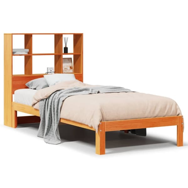 seng med reol uden madras 90x200 cm massivt fyrretræ gyldenbrun