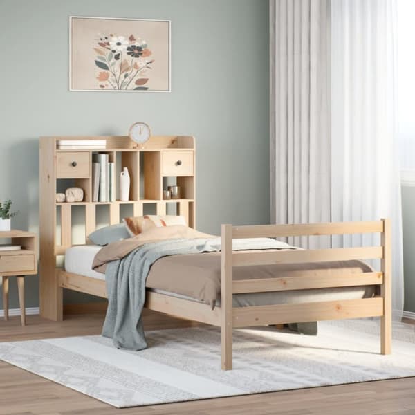 seng med reol uden madras 100x200 cm massivt fyrretræ