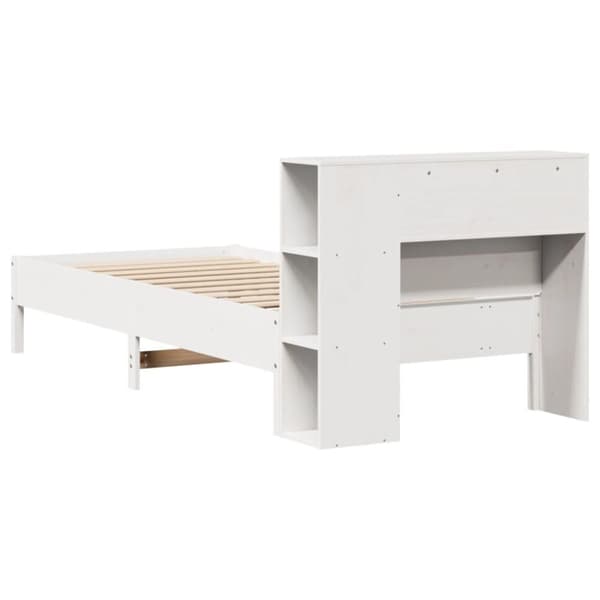 seng med reol uden madras 100x200 cm massivt fyrretræ hvid