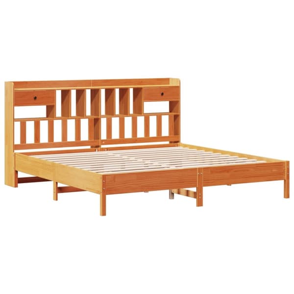 seng med reol uden madras 180x200cm massivt fyrretræ gyldenbrun