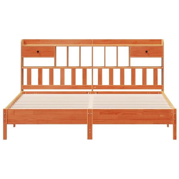 seng med reol uden madras 180x200cm massivt fyrretræ gyldenbrun