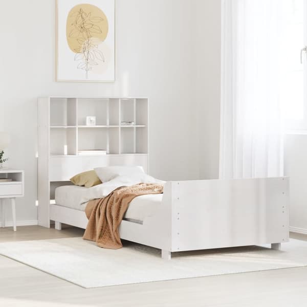 sengeramme uden madras 90x190 cm massivt fyrretræ hvid
