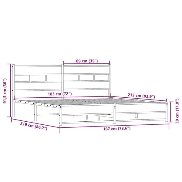 sengeramme uden madras 183x213 cm metal sonoma-eg