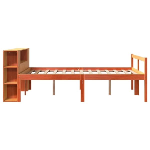 Sänky kirjahyllyllä ilman patjaa vahanrusk 140x190 cm täysi puu