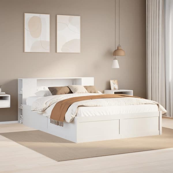 sengeramme uden madras 140x200 cm massivt fyrretræ hvid