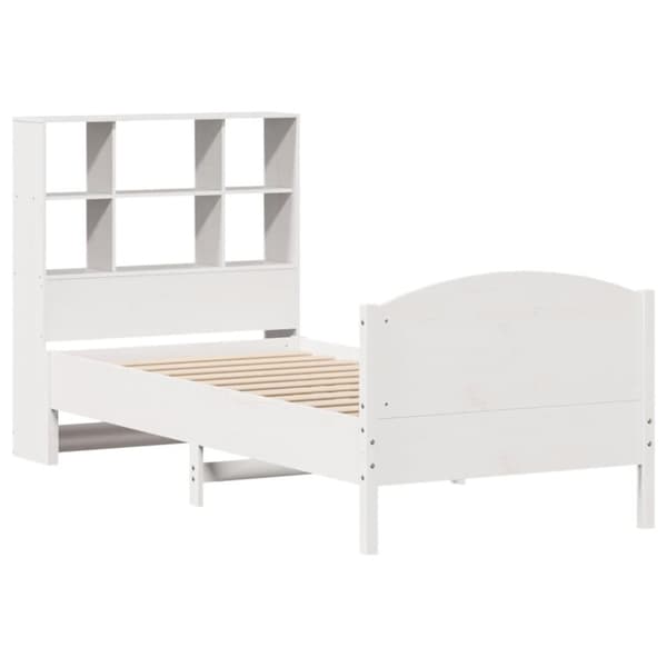 seng med reol uden madras 90x190 cm massivt fyrretræ hvid