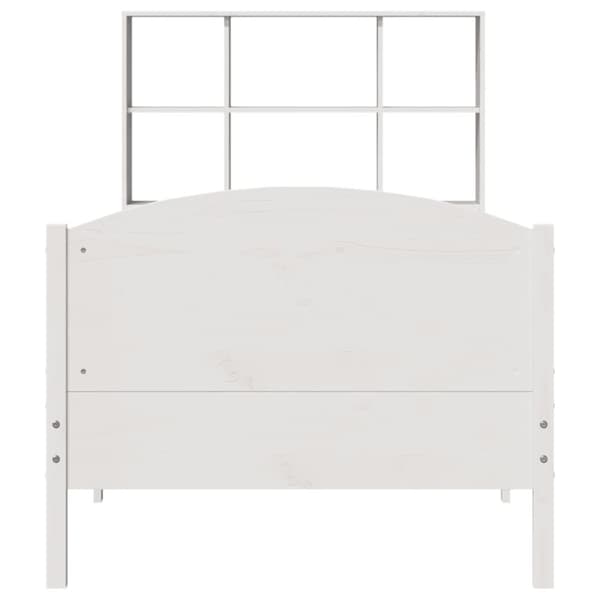seng med reol uden madras 90x190 cm massivt fyrretræ hvid