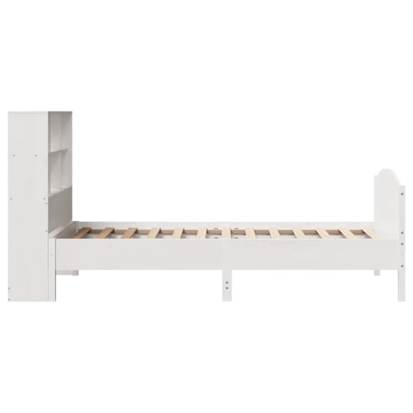 seng med reol uden madras 90x190 cm massivt fyrretræ hvid