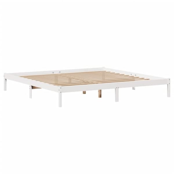 seng med reol uden madras 200x200 cm massivt fyrretræ hvid