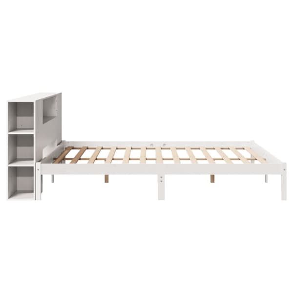 seng med reol uden madras 200x200 cm massivt fyrretræ hvid