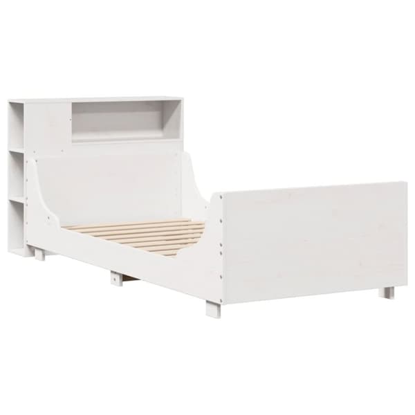 sengeramme uden madras 75x190 cm massivt fyrretræ hvid