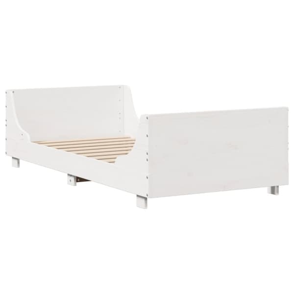 sengeramme uden madras 75x190 cm massivt fyrretræ hvid