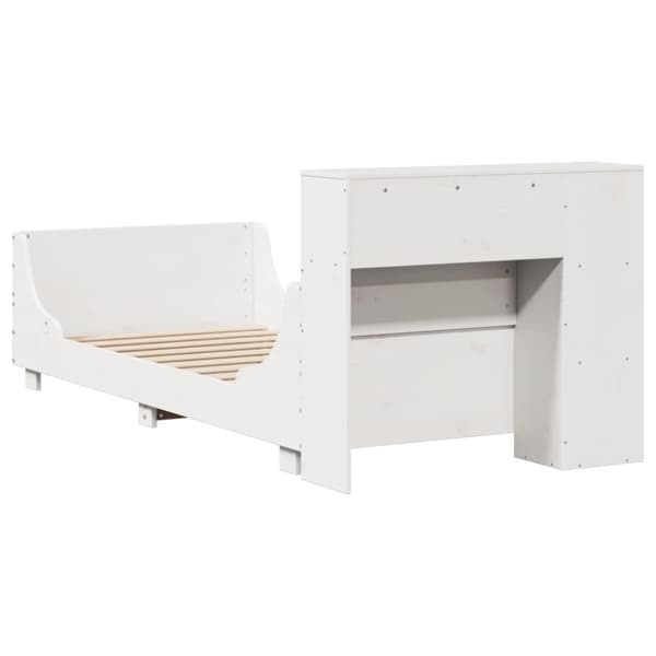sengeramme uden madras 75x190 cm massivt fyrretræ hvid