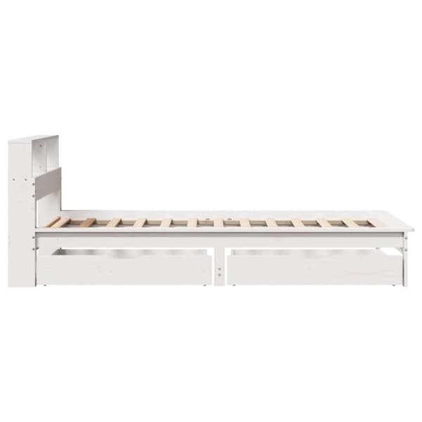 seng med reol uden madras 100x200 cm massivt fyrretræ hvid