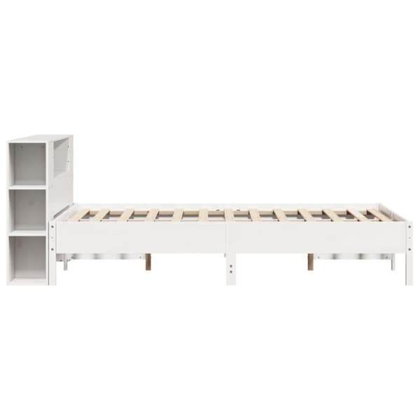 seng med reol uden madras 120x190 cm massivt fyrretræ hvid