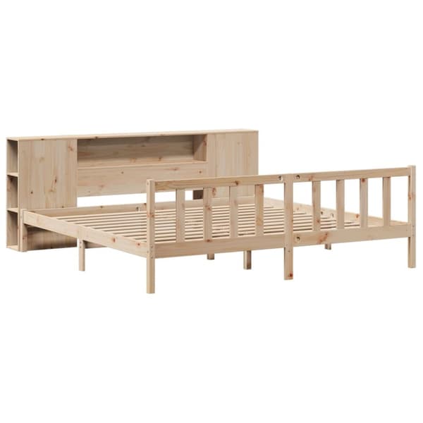 seng med reol uden madras 200x200 cm massivt fyrretræ