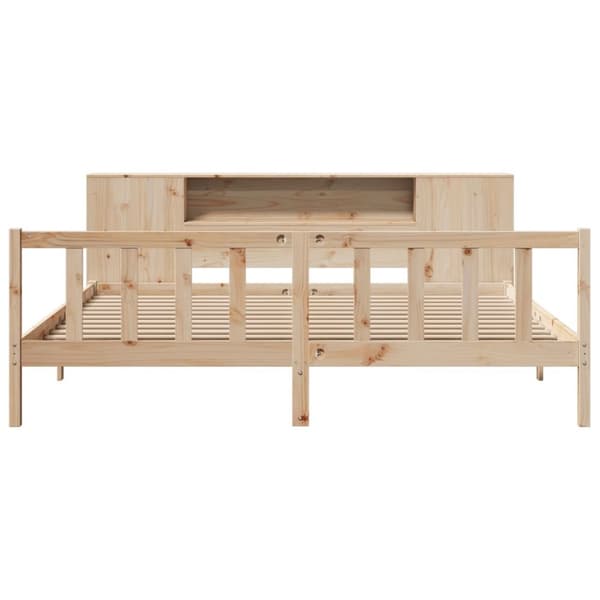 seng med reol uden madras 200x200 cm massivt fyrretræ