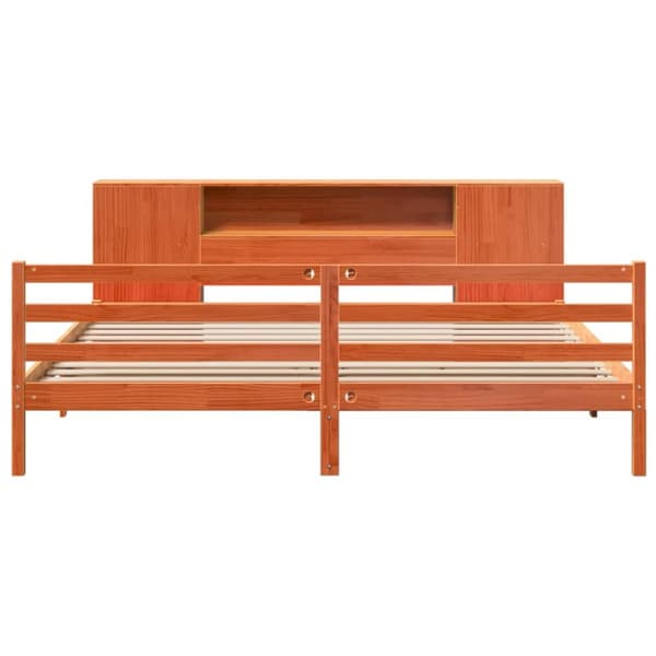 seng med reol uden madras 200x200cm massivt fyrretræ gyldenbrun