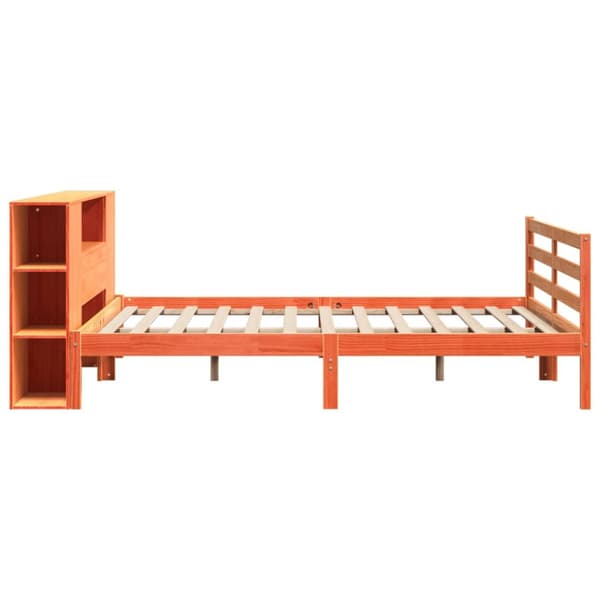 seng med reol uden madras 200x200cm massivt fyrretræ gyldenbrun