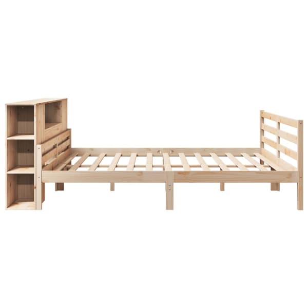Sänky kirjahyllyllä ilman patjaa 200x200 cm täysi mänty