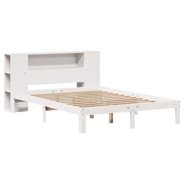 seng med reol uden madras 120x190 cm massivt fyrretræ hvid