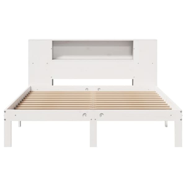 seng med reol uden madras 120x190 cm massivt fyrretræ hvid