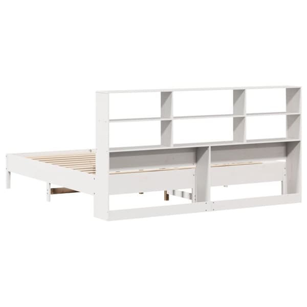 seng med reol uden madras 200x200 cm massivt fyrretræ hvid
