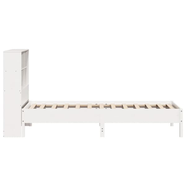 seng med reol uden madras 90x190 cm massivt fyrretræ hvid