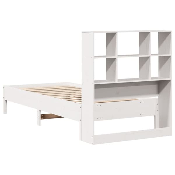 seng med reol uden madras 90x190 cm massivt fyrretræ hvid