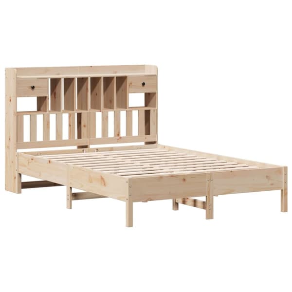 Säng med bokhylla utan madrass 160x200cm massiv furu