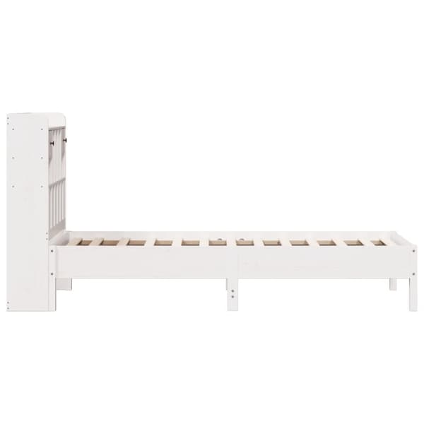 Sänky kirjahyllyllä ei patjaa valkoinen 75x190 cm täysi mänty