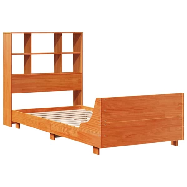 sengeramme uden madras 90x190 cm massivt fyrretræ gyldenbrun