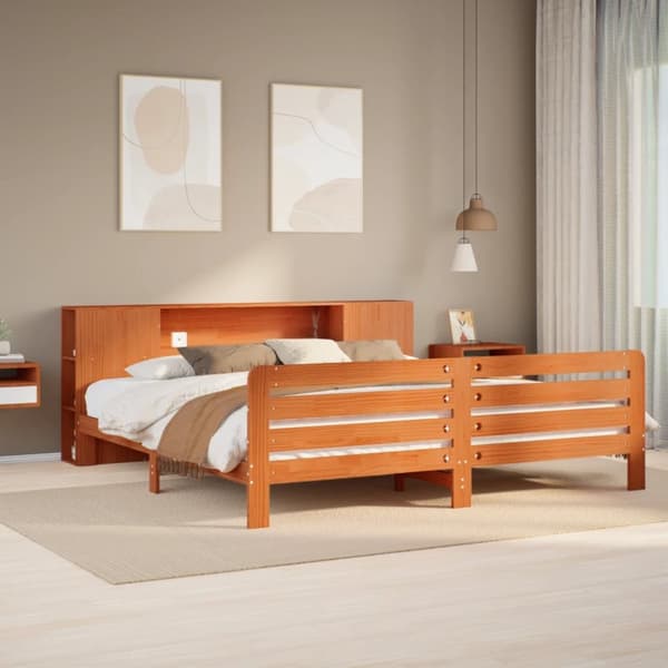 sengeramme uden madras 180x200 cm massivt fyrretræ gyldenbrun