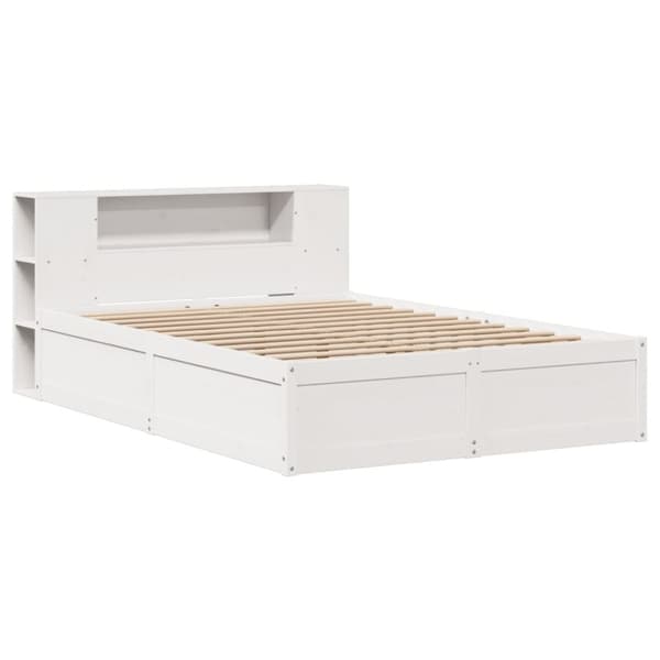 Sängram utan madrass vit 140x190 cm massiv furu