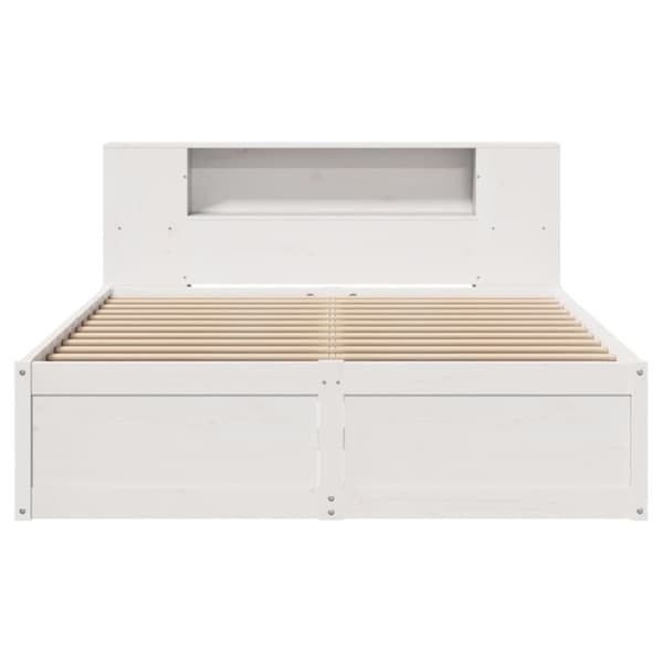 Sängram utan madrass vit 140x190 cm massiv furu