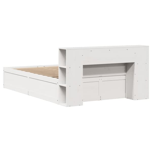Sängram utan madrass vit 140x190 cm massiv furu