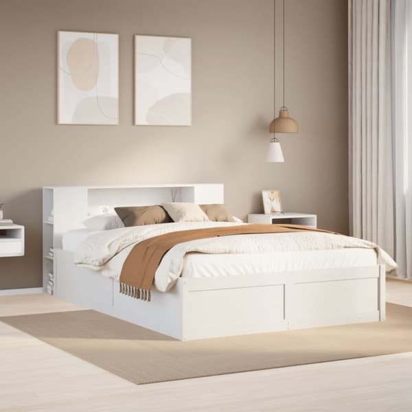 Sängram utan madrass vit 140x190 cm massiv furu