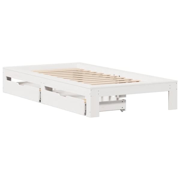 sengeramme uden madras 90x200 cm massivt fyrretræ hvid