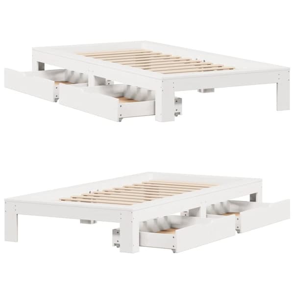 sengeramme uden madras 90x200 cm massivt fyrretræ hvid