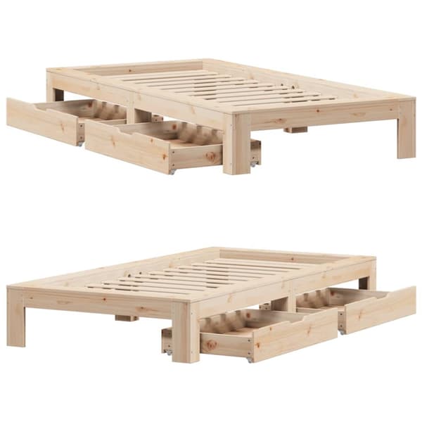 sengeramme uden madras 75x190 cm massivt fyrretræ