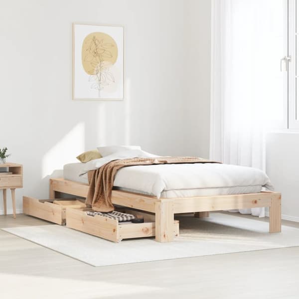 sengeramme uden madras 75x190 cm massivt fyrretræ