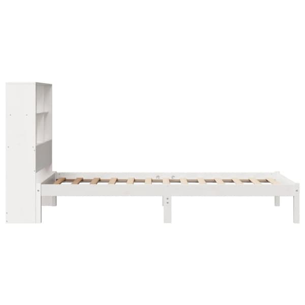 seng med reol uden madras 90x200 cm massivt fyrretræ hvid