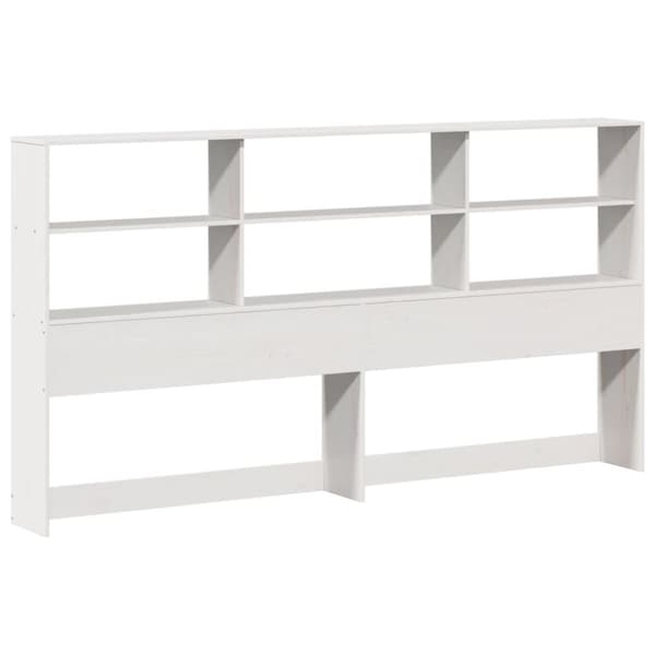 Säng med bokhylla utan madrass vit 200x200cm massiv furu