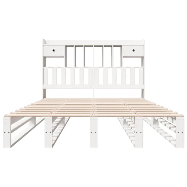 seng med reol uden madras 140x190 cm massivt fyrretræ hvid