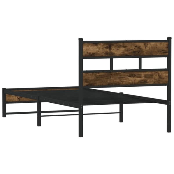sengeramme uden madras 90x190 cm metal røget egetræsfarve
