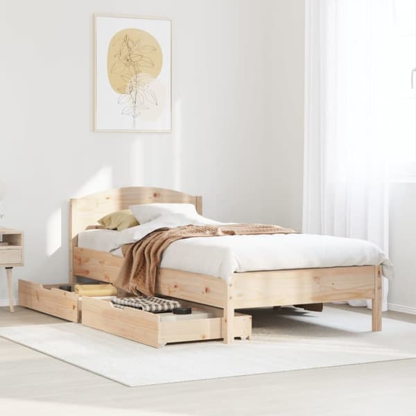 sengeramme uden madras 75x190 cm massivt fyrretræ