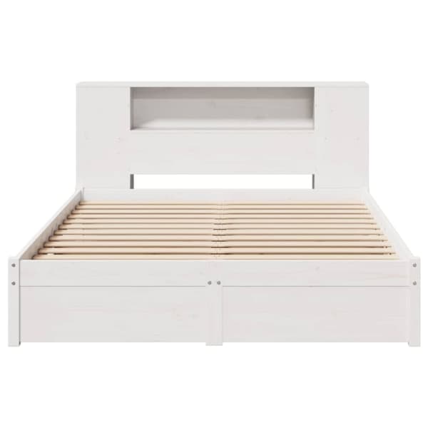 seng med reol uden madras 140x190 cm massivt fyrretræ hvid